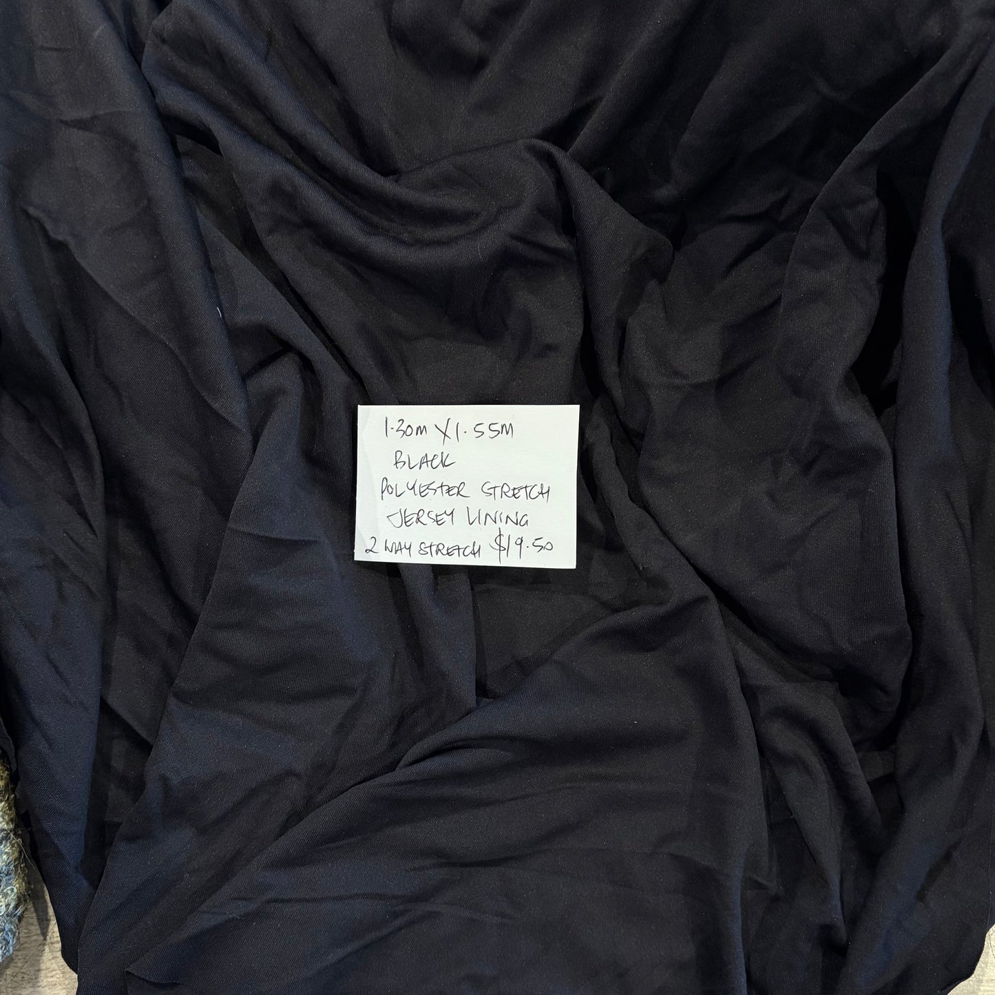 1.3m Black Polyester Stretch Jersey Lining
