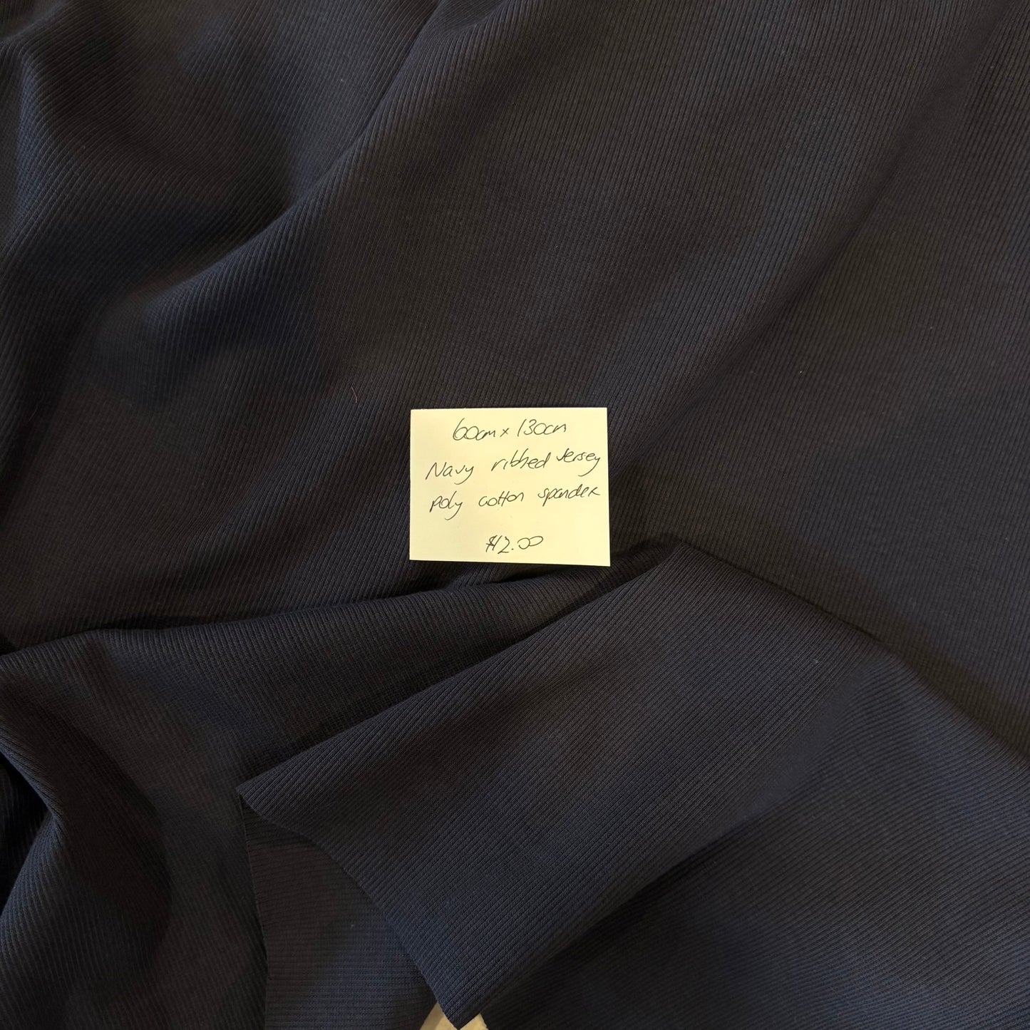 60cm Navy Ribbed Jersey