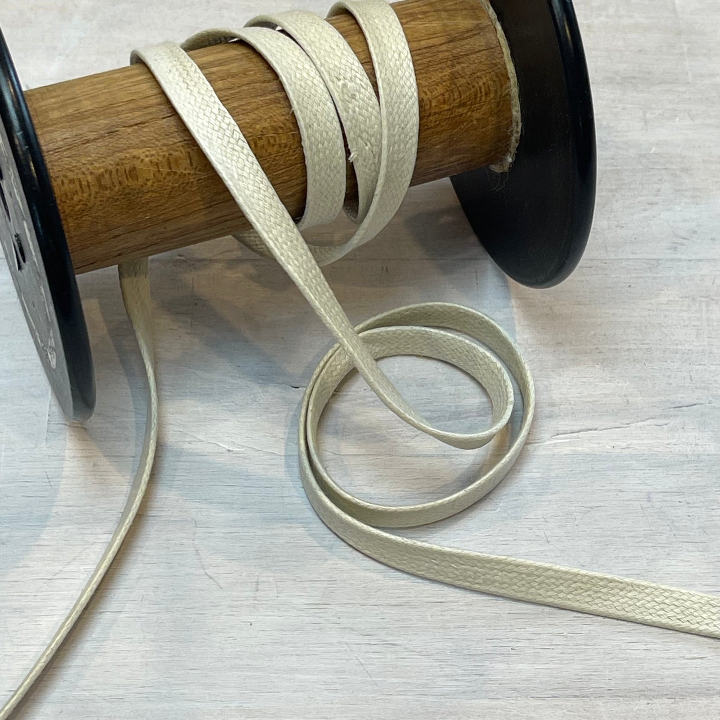Ecru Flat Waxed Braided Cord