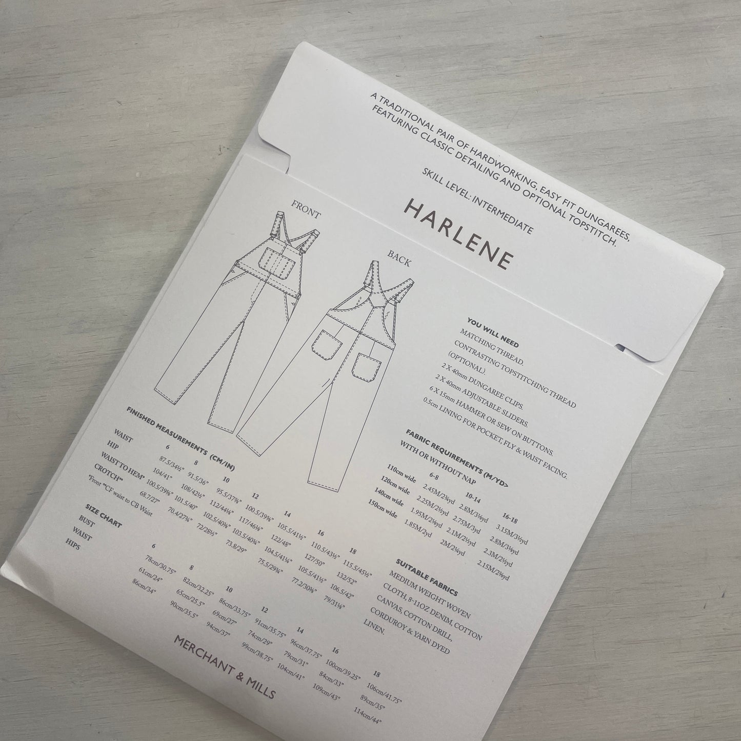 Merchant and Mills Harlene overalls paper pattern