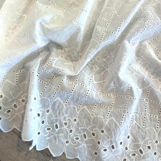 Trailing vine embroidered cut out cotton voile