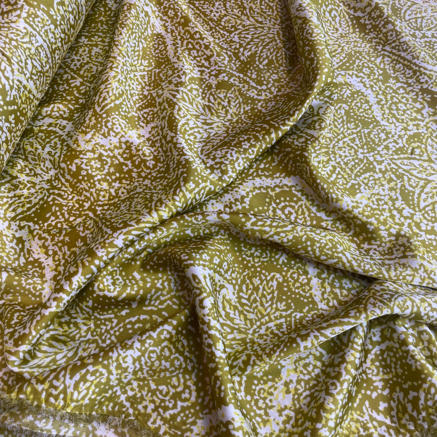 Chartreuse Moroccan block print satin