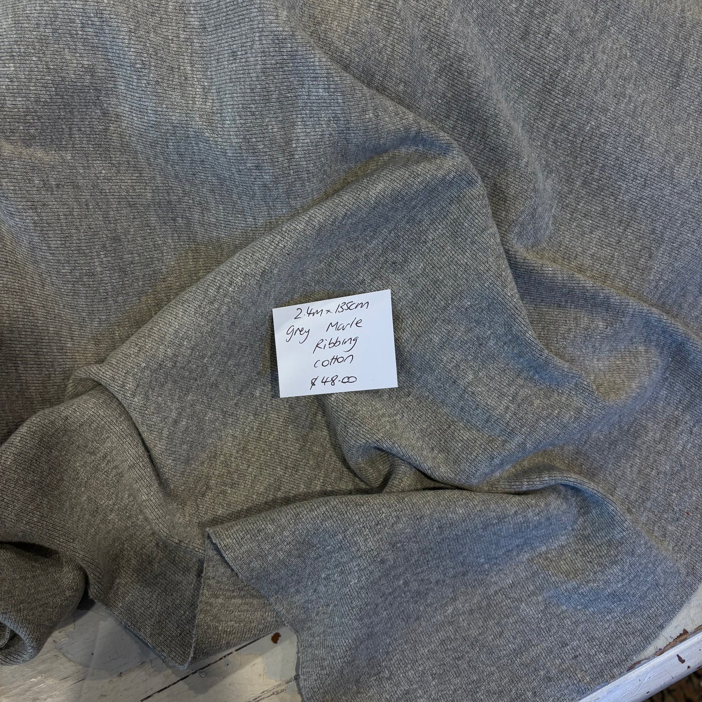 2.4m Grey Marle Ribbing Cotton