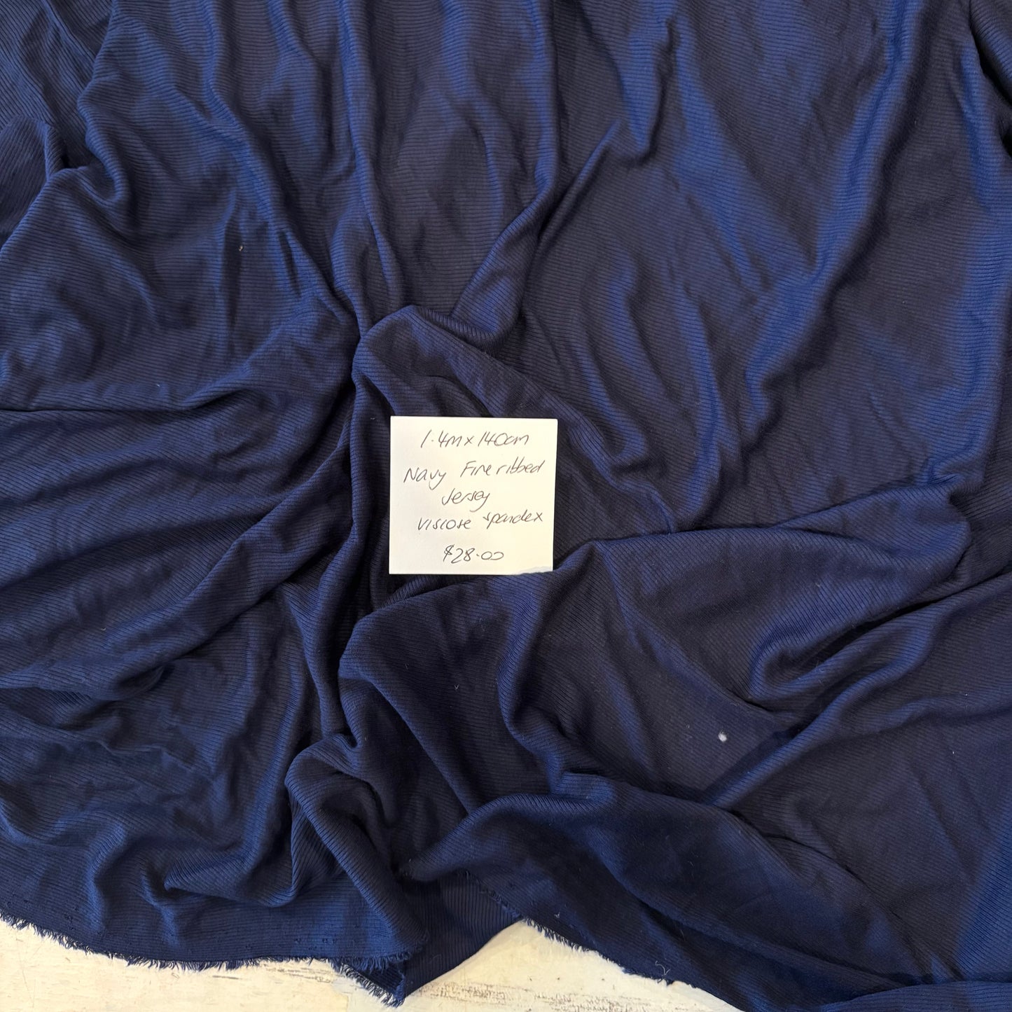 1.4m Navy Fine Ribbed Jersey