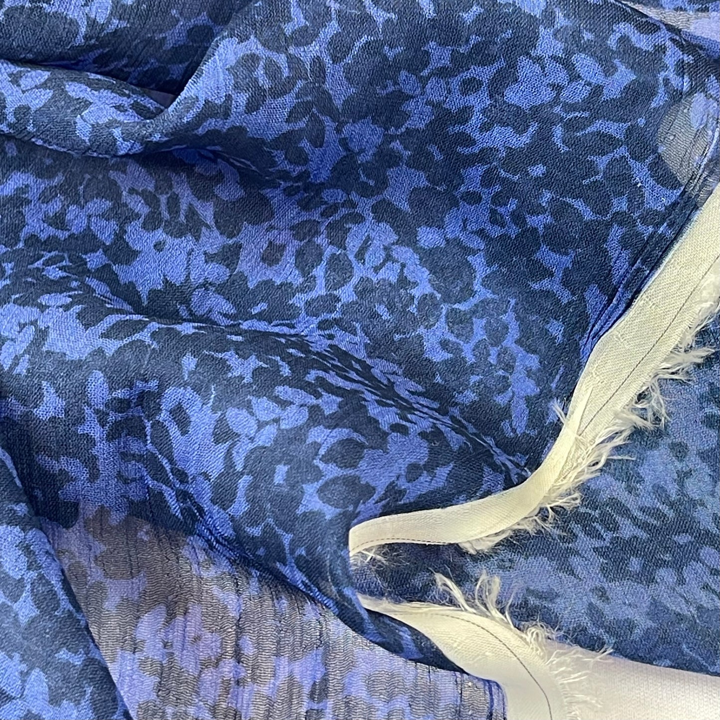 Navy Daisies Crinkle Viscose Georgette