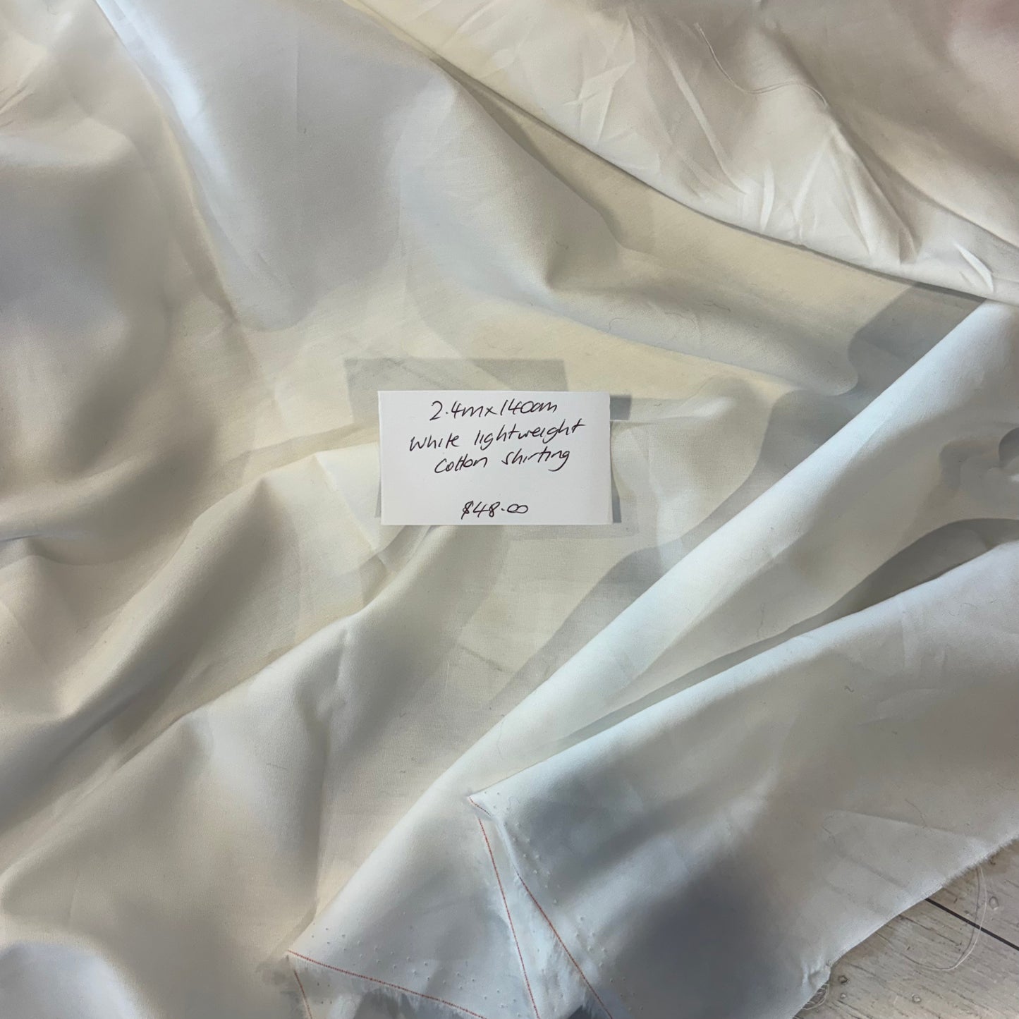 2.4m White Lightweight Cotton Shirting