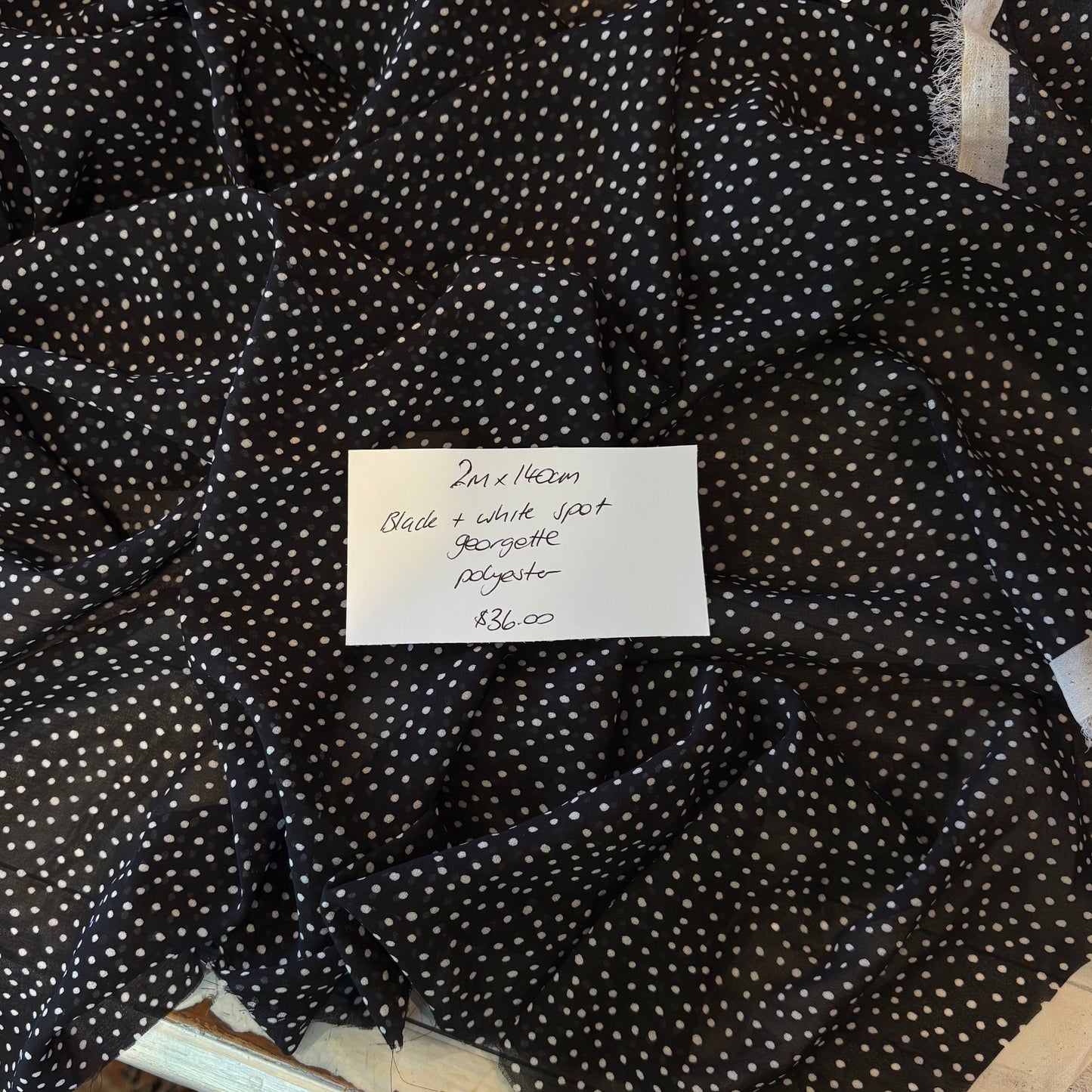2m Black + White Spot Georgette