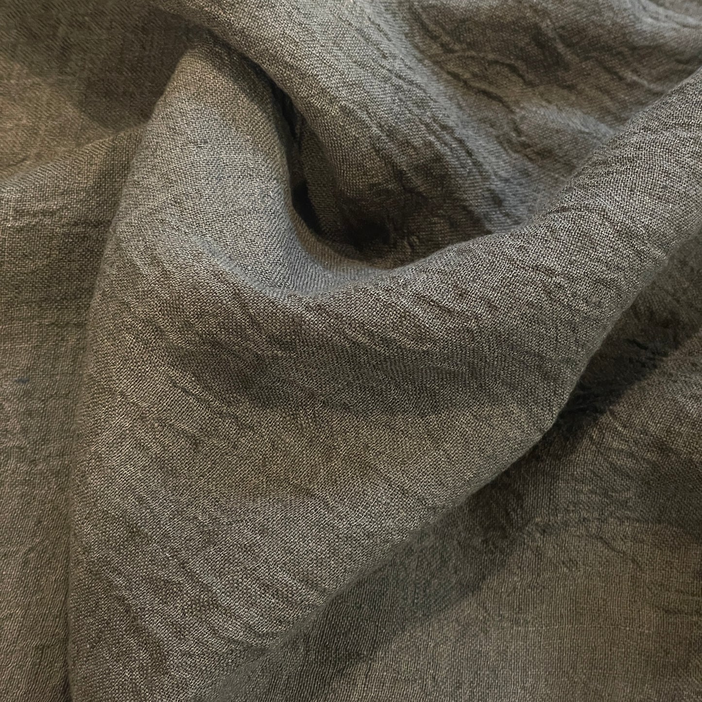 Deep khaki crinkle linen