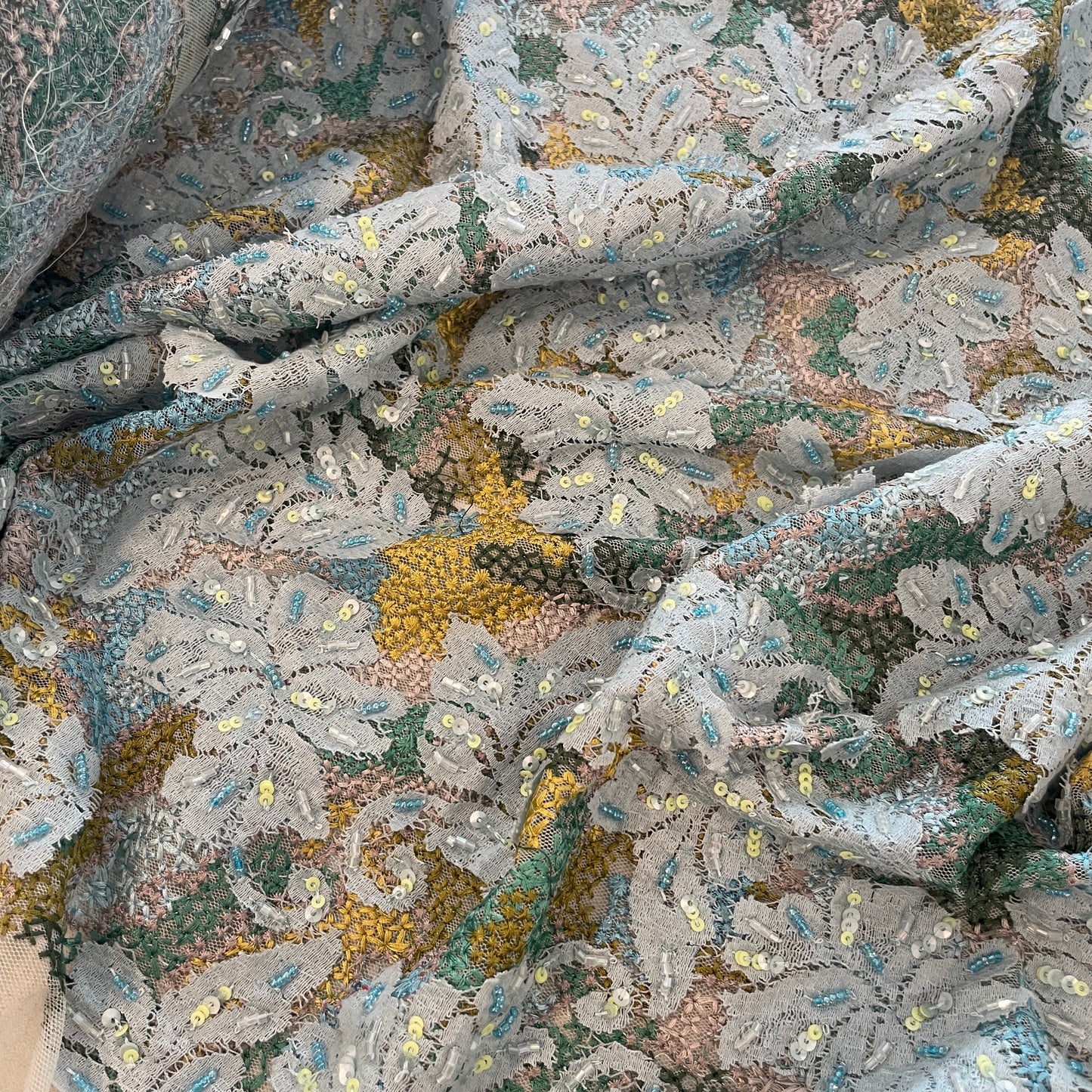 Ocean fleur embroidered beaded sequin lace