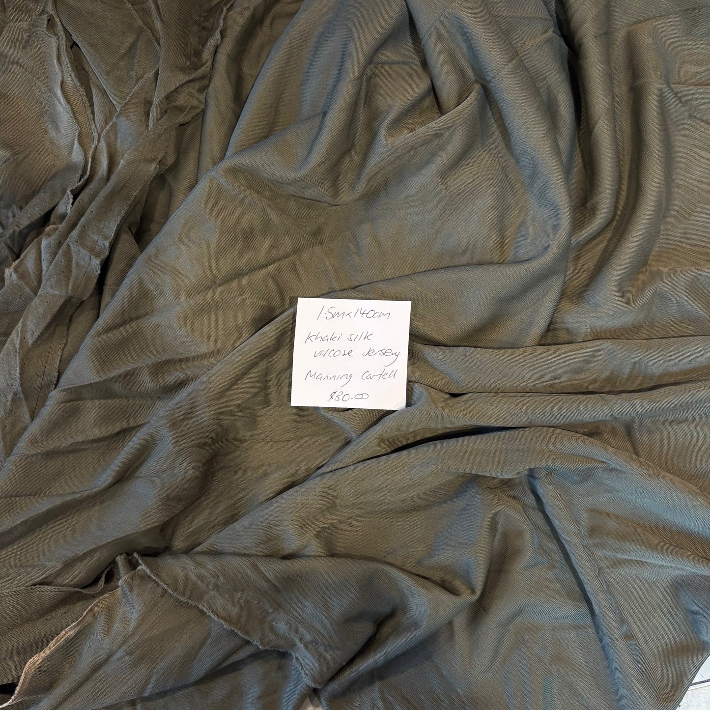 1.5m Khaki Silk Viscose Jersey