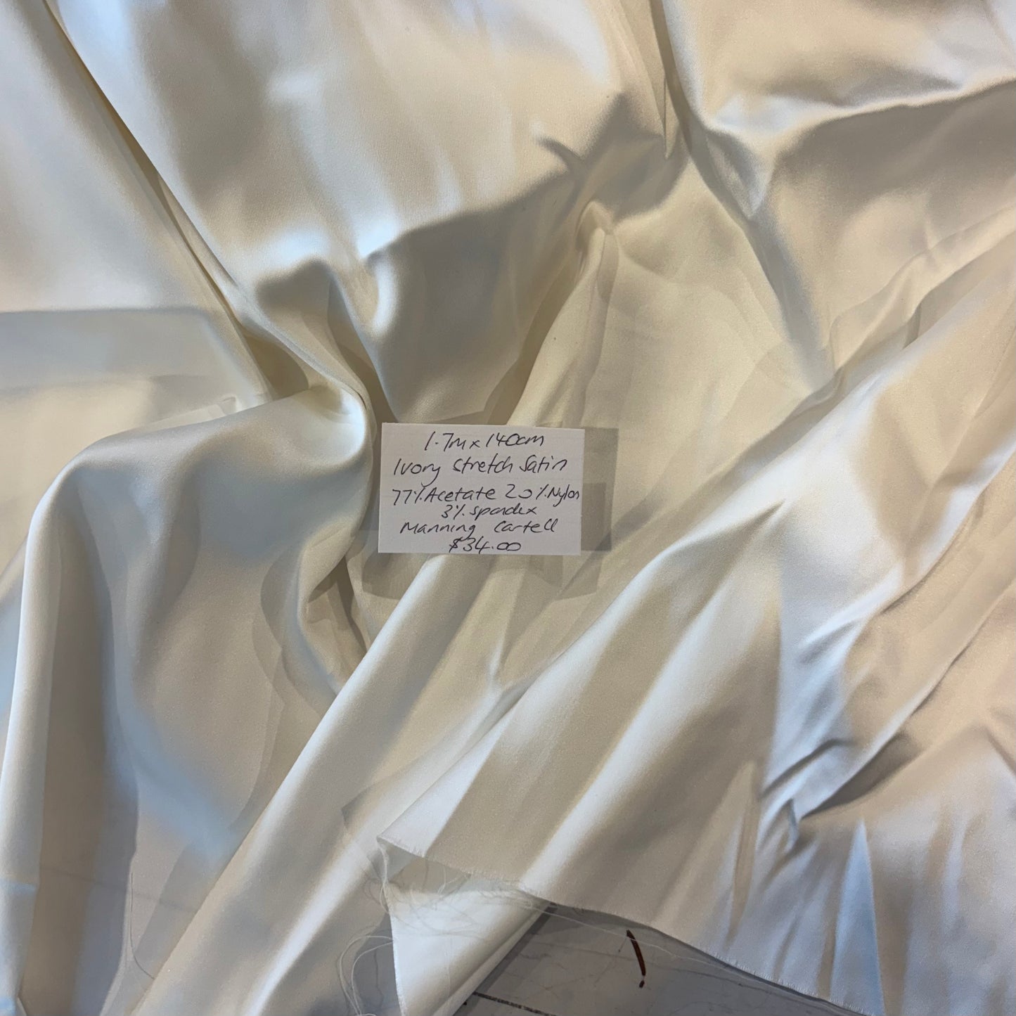 1.7m Ivory Stretch Satin