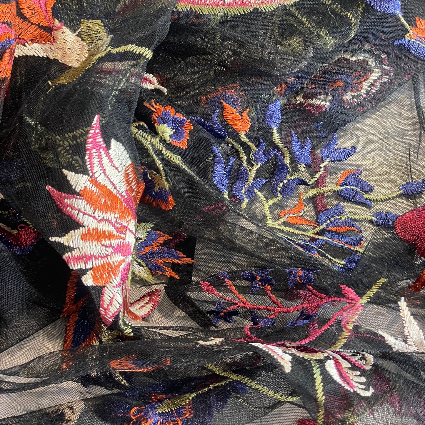 Jewelled forest embroidered tulle