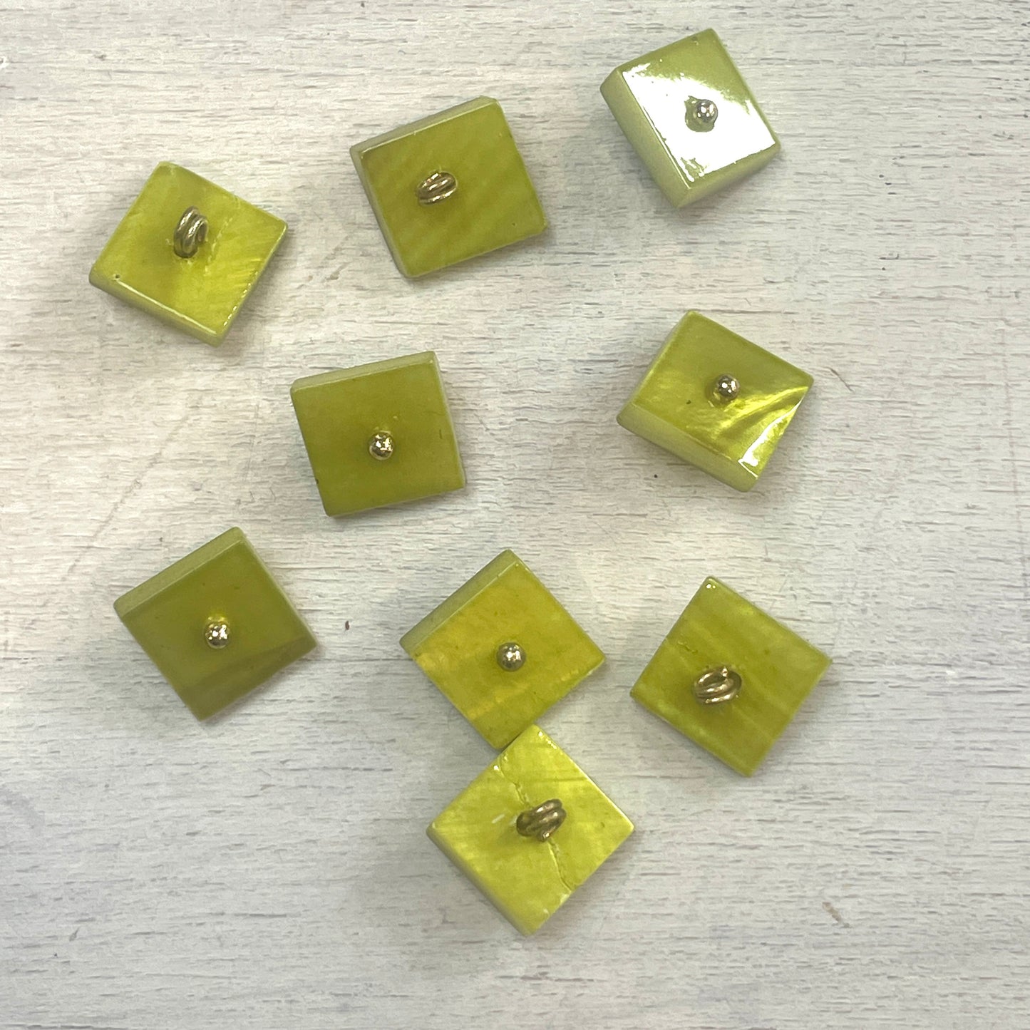 12mm Chartreuse glass square shank button