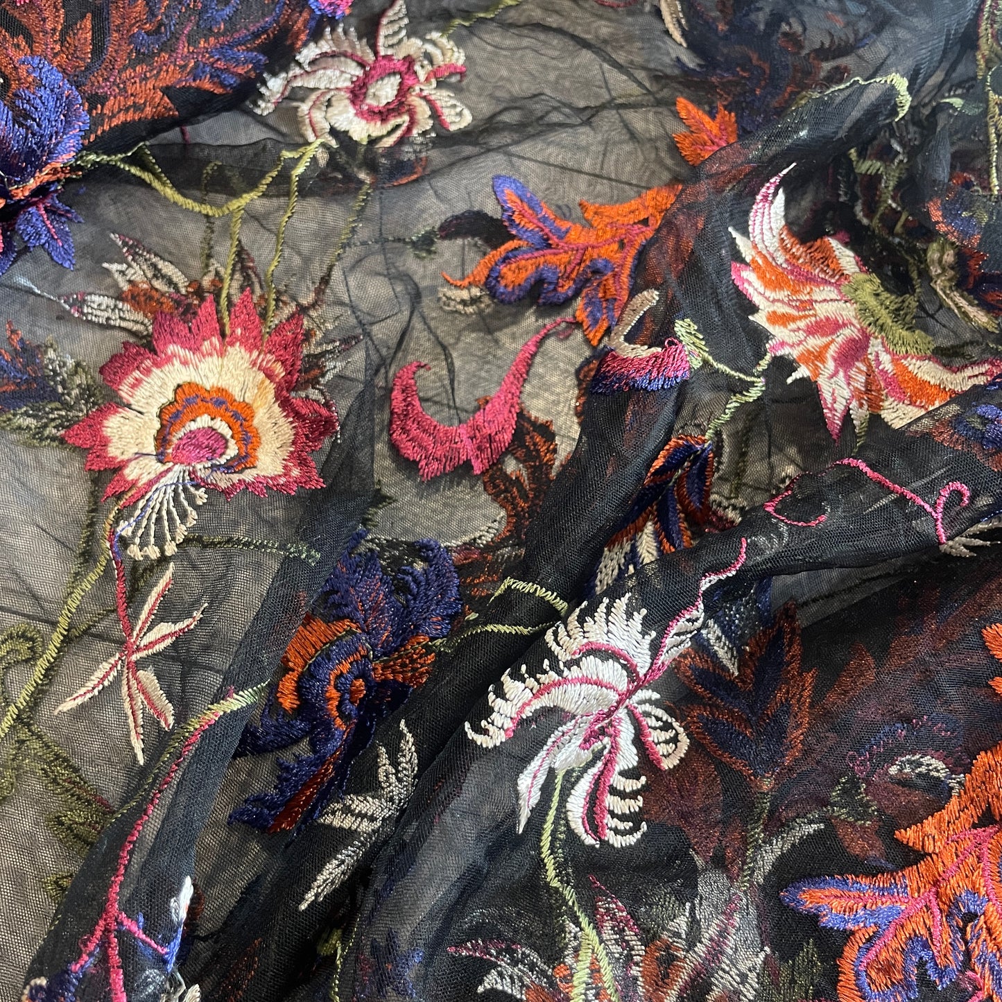 Jewelled forest embroidered tulle