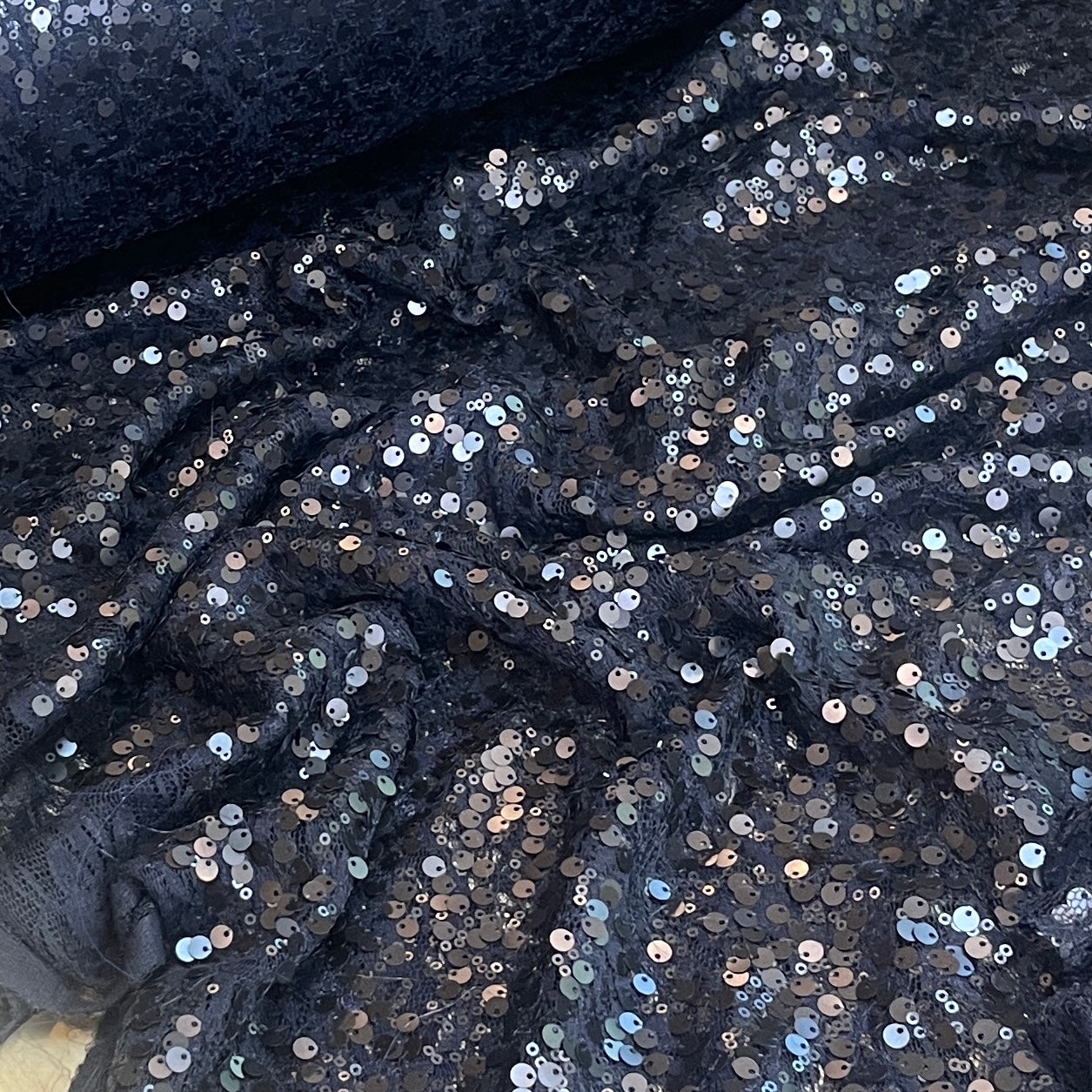 Midnight ocean sequin lace