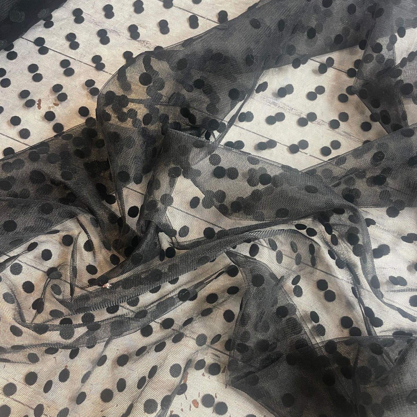Black flocked spot Tulle