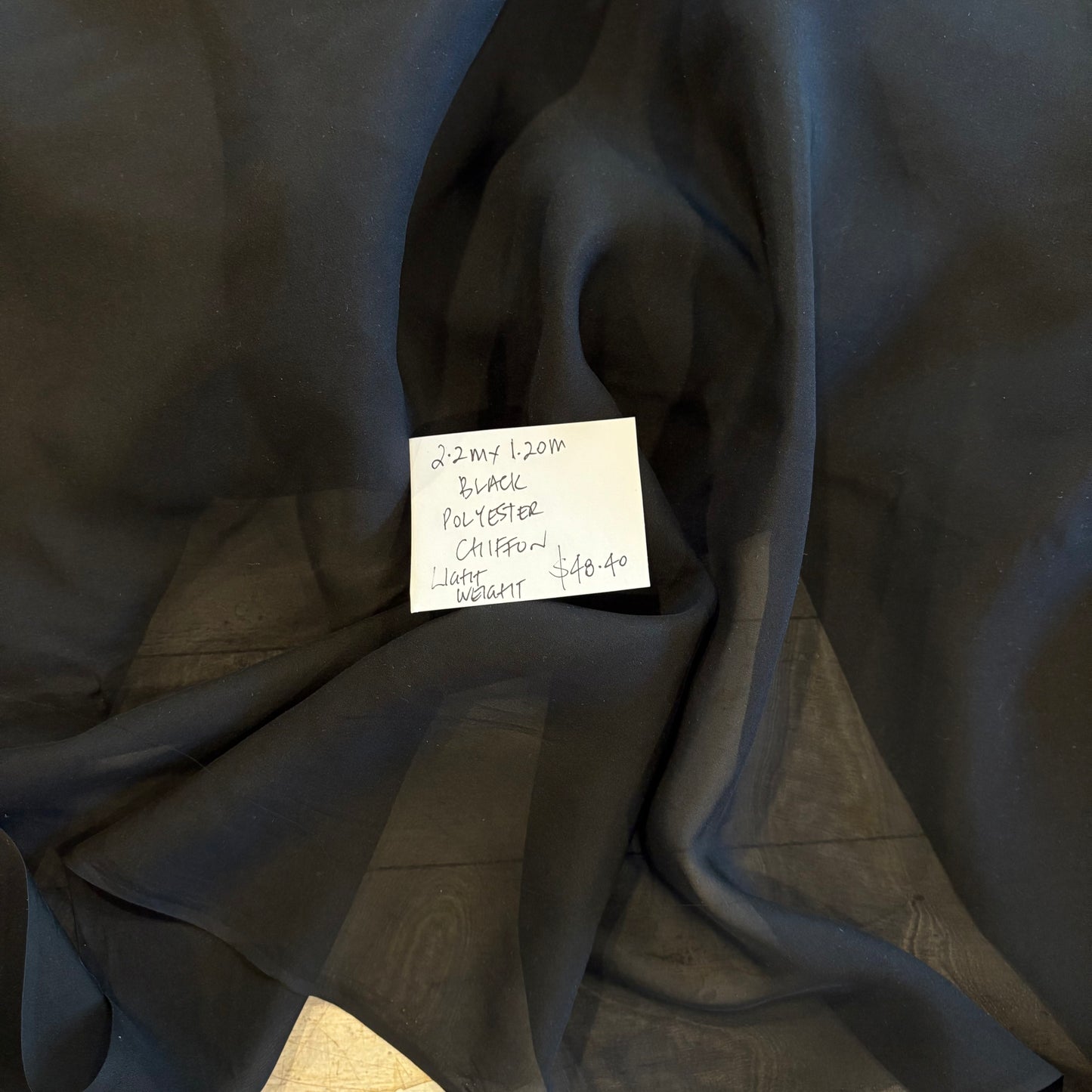 2.2m Black Polyester Chiffon