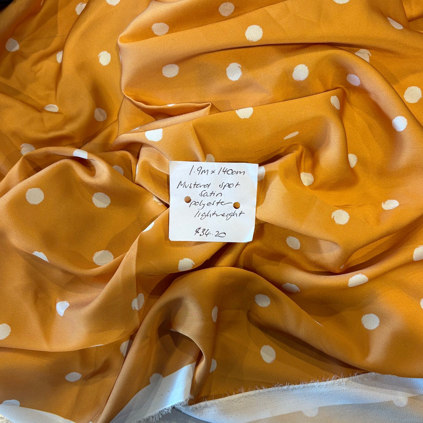 1.9m Mustard Spot Satin