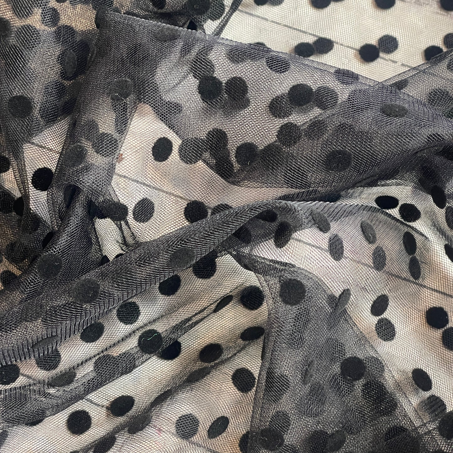 Black flocked spot Tulle