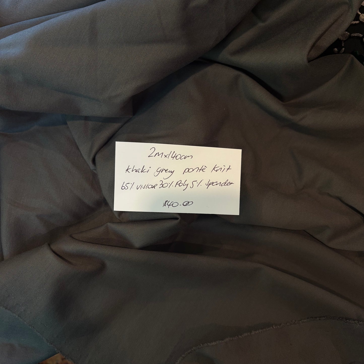 2m Khaki Grey Ponte Knit