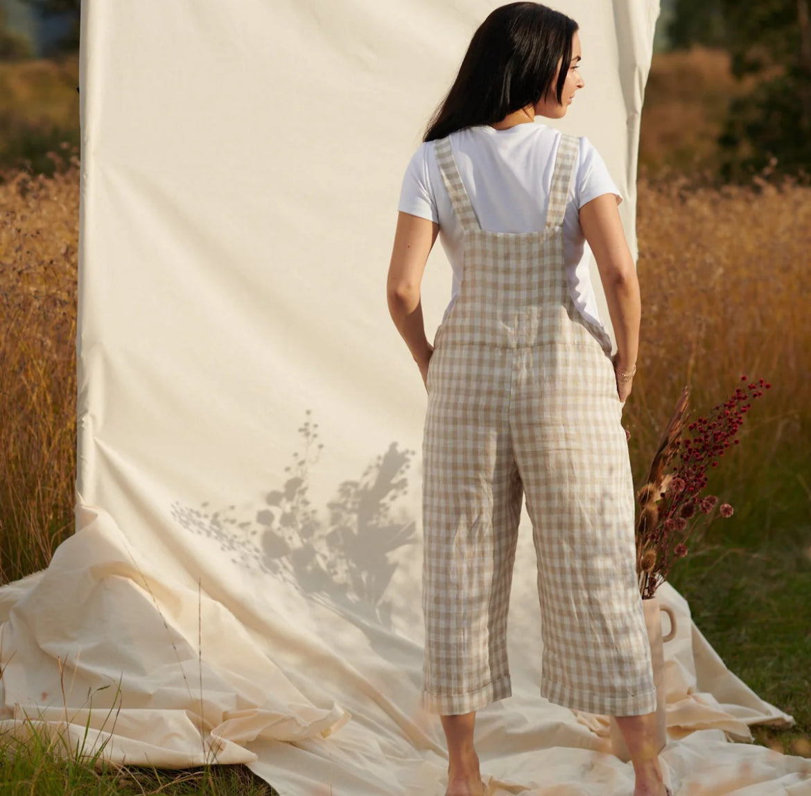 Stitched for good desert flame overalls paper pattern