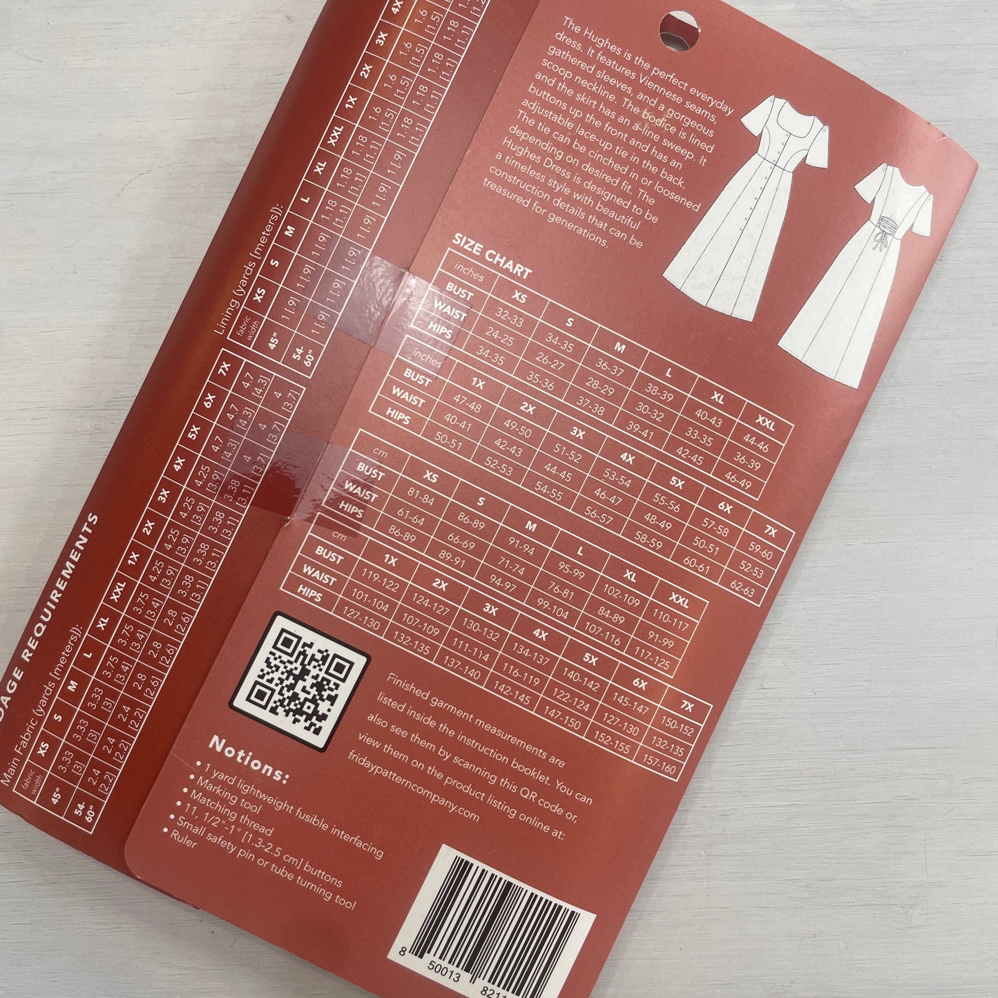 Friday pattern company Hughes dress paper pattern