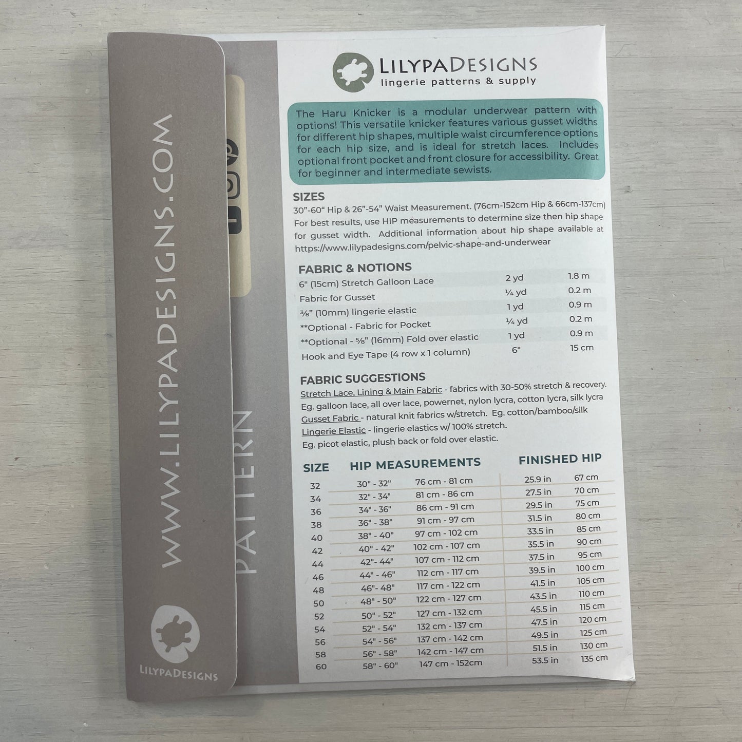 Lilypa Haru knickers paper pattern