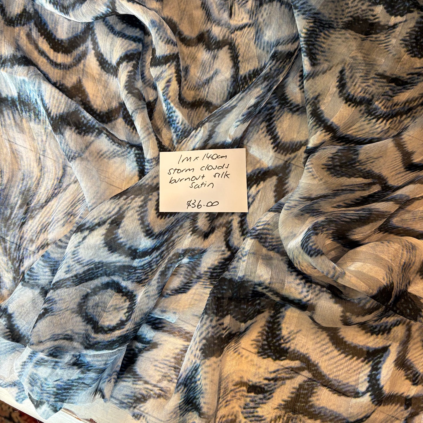 1m Storm Clouds Burnout Silk Satin