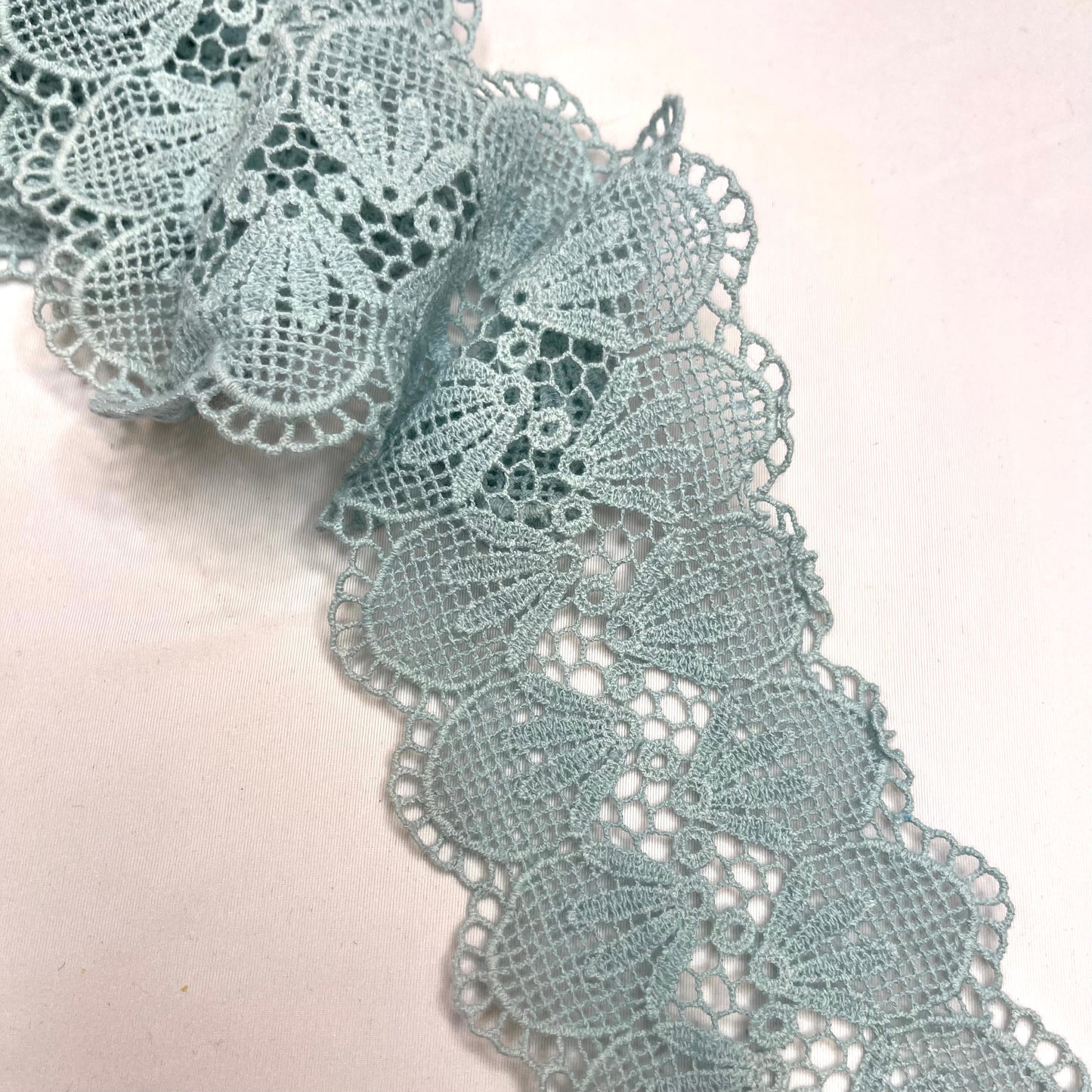 Libby Duck Egg Hand Dyed Crochet Insertion Lace