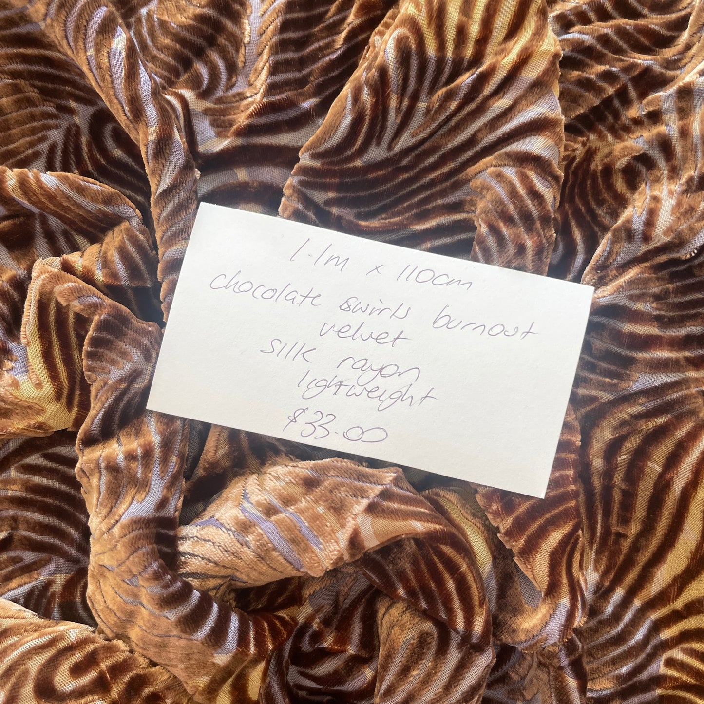 1.1m chocolate swirls burnout velvet