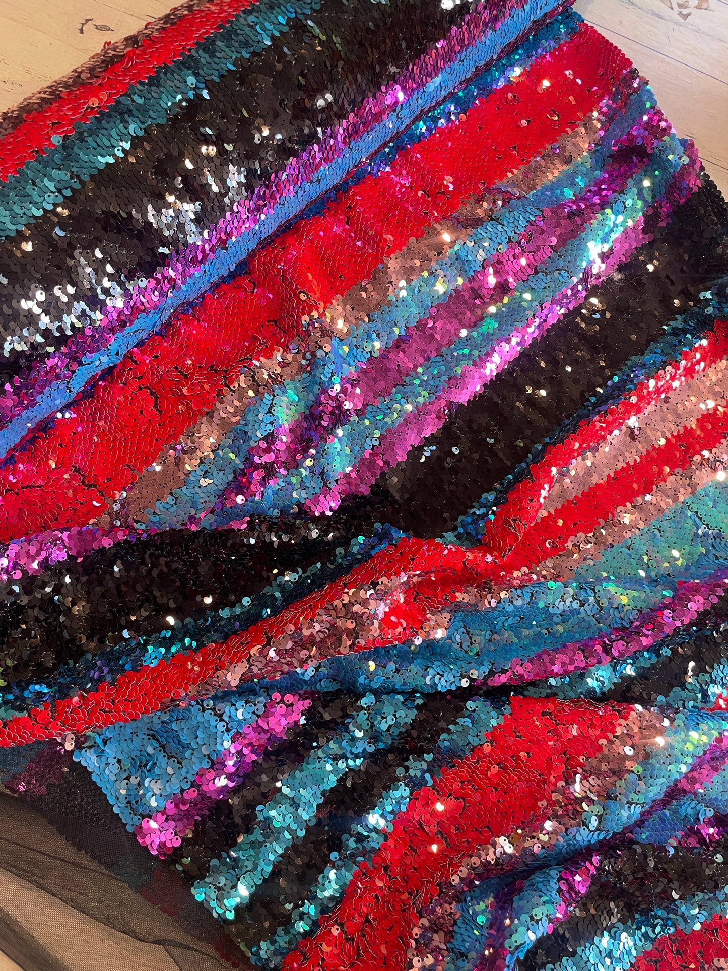 Carnival stripe Sequin mesh