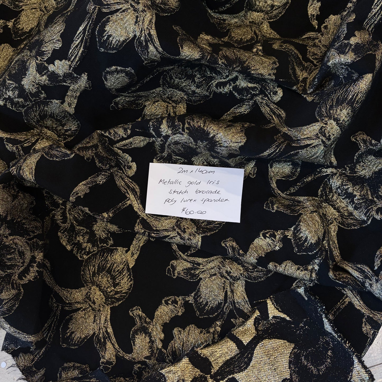 2m Metallic Gold Iris Stretch Brocade