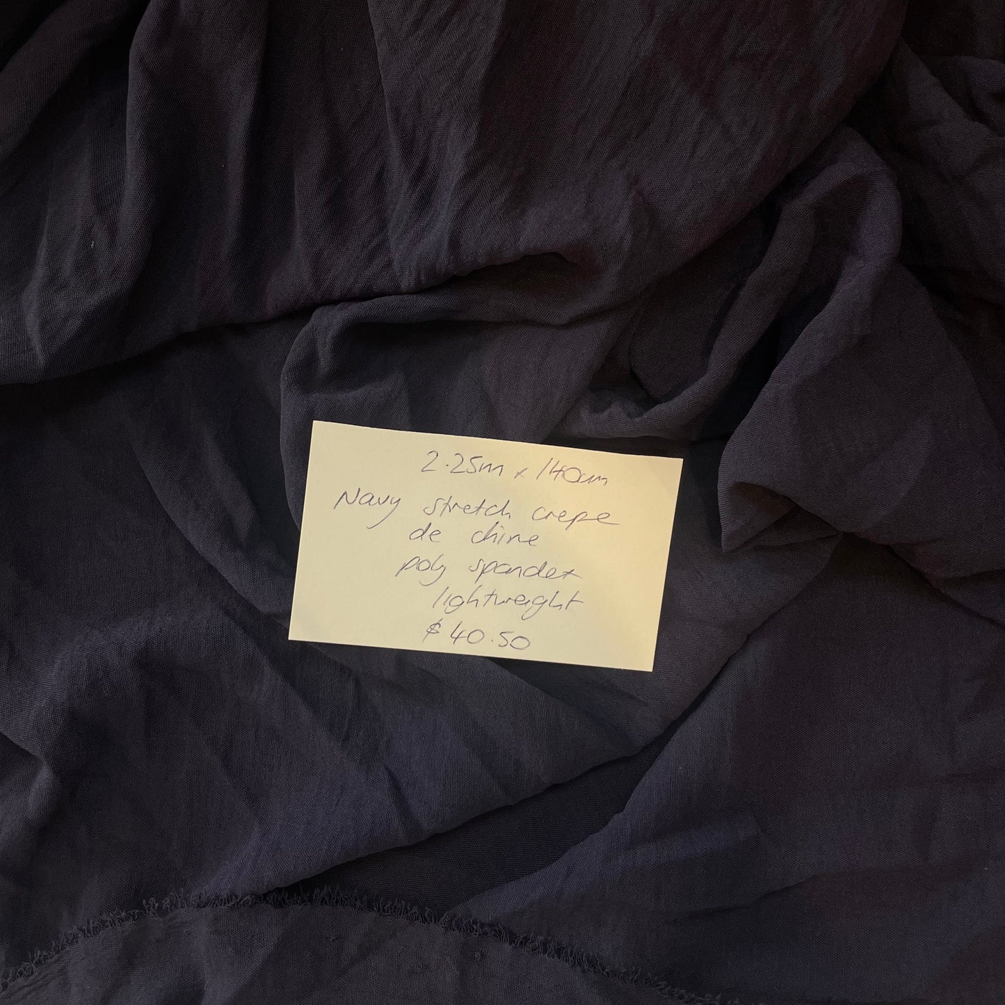 2.25m Navy Stretch Crepe De Chine
