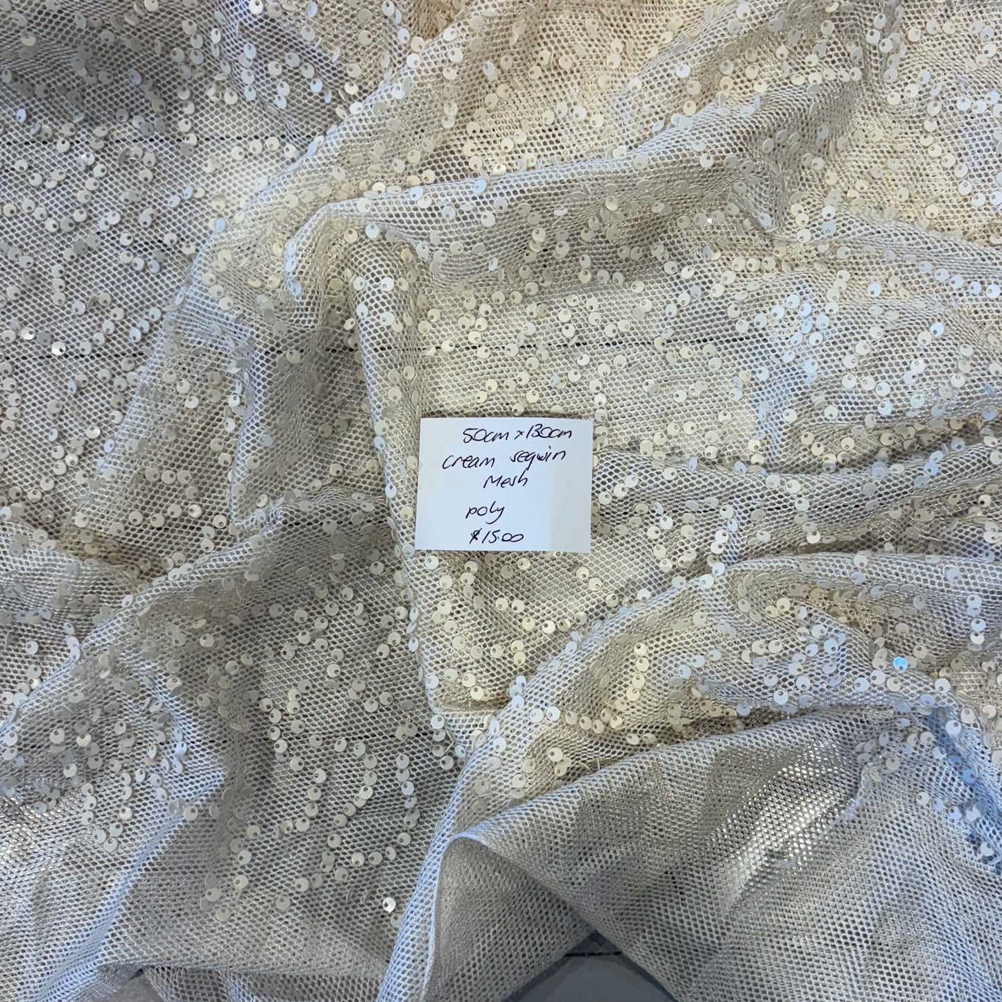 50cm Cream Sequin Mesh