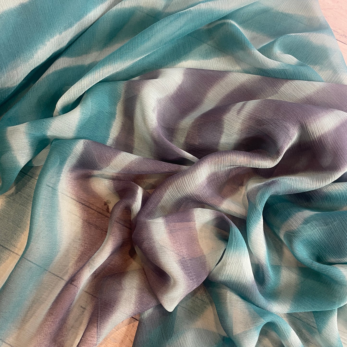 ocean waves crinkle Silk Chiffon