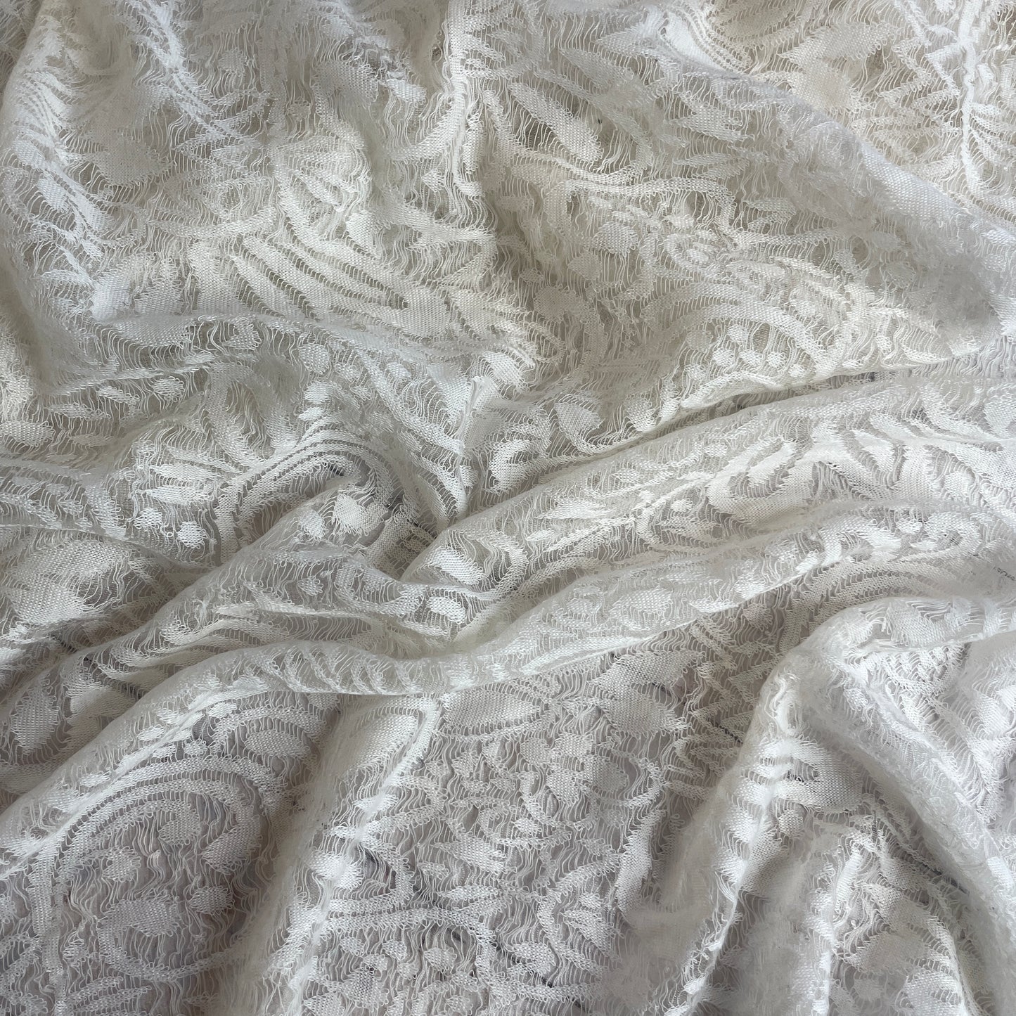 Lilly cream soft sheer jacquard knit