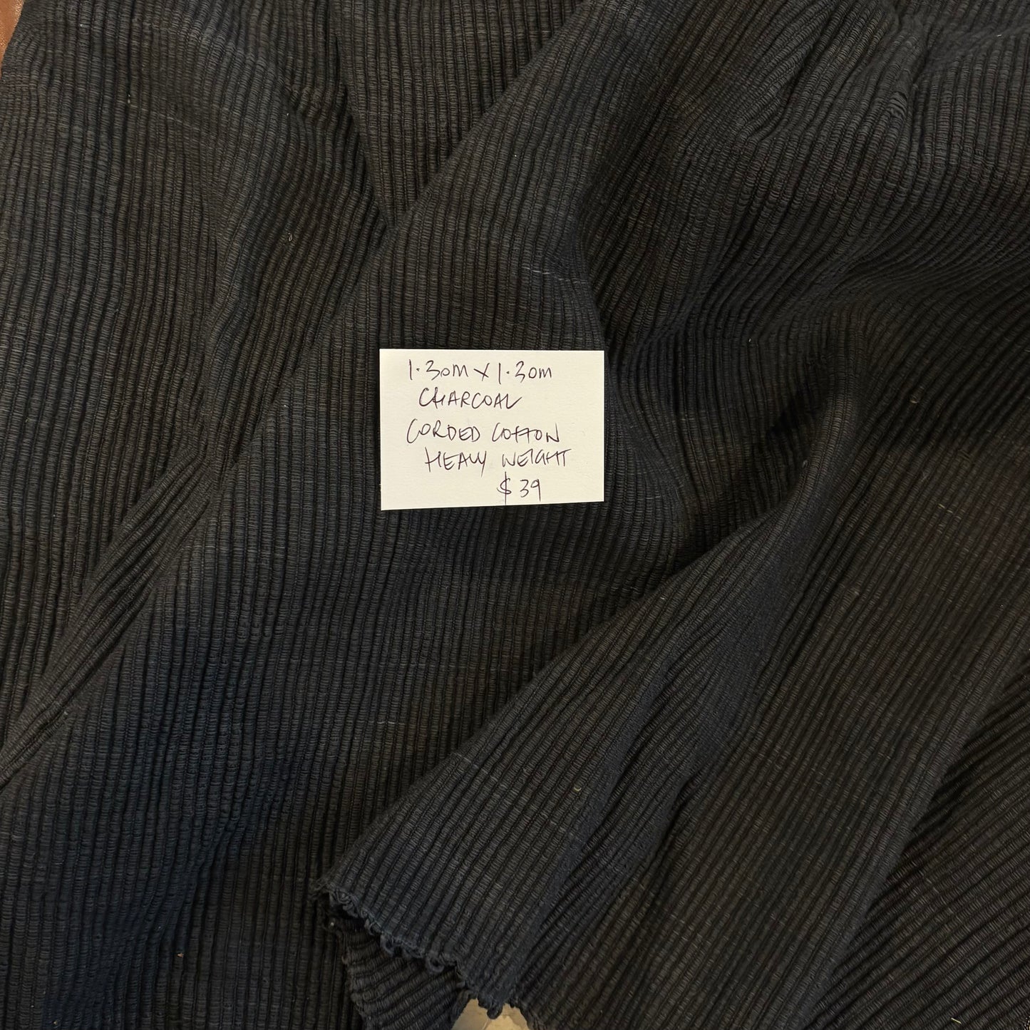 1.3m Charcoal Corded Cotton