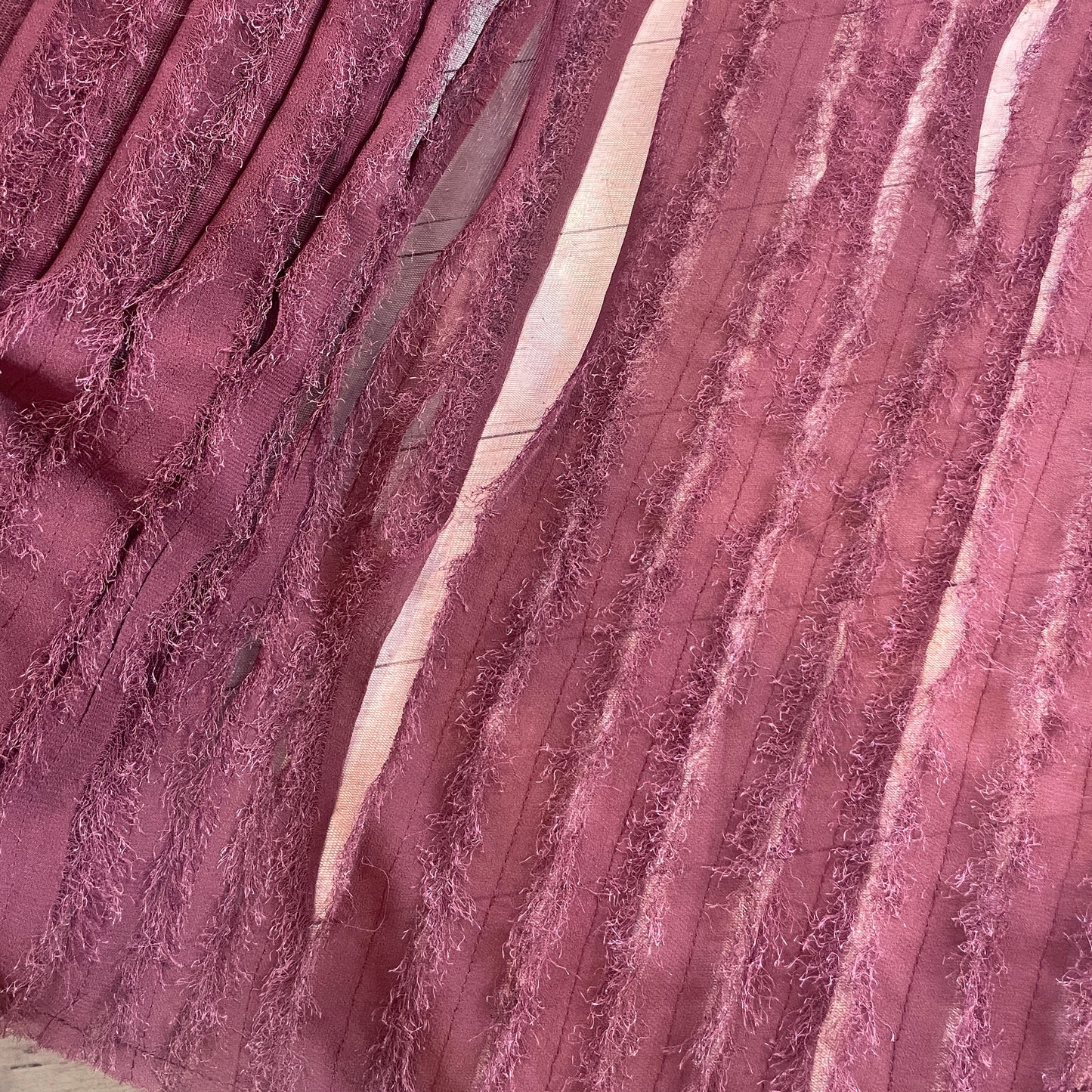 Halle textured stripe silk tulle Burgundy