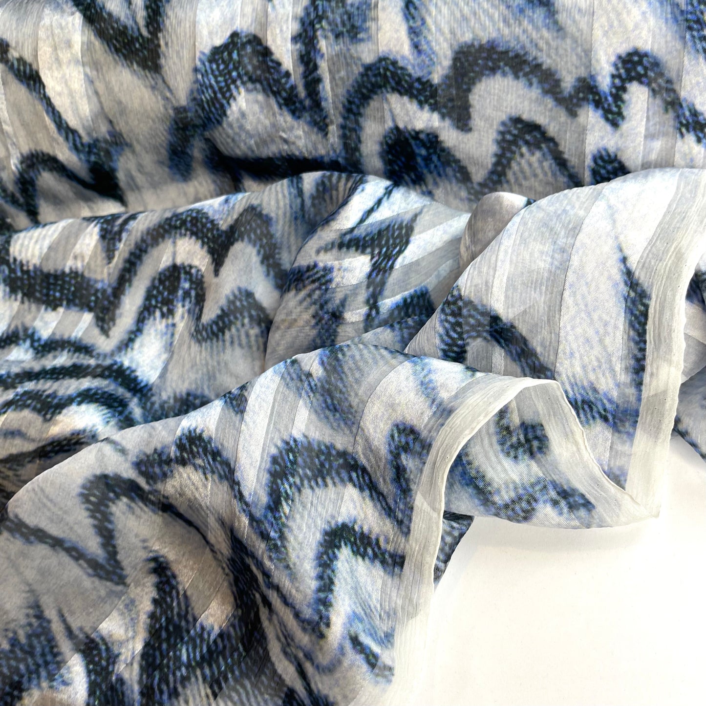 Storm Clouds Burnout Silk Satin Stripes