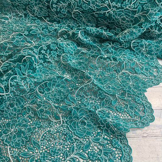Barcelona Teal Corded Lace