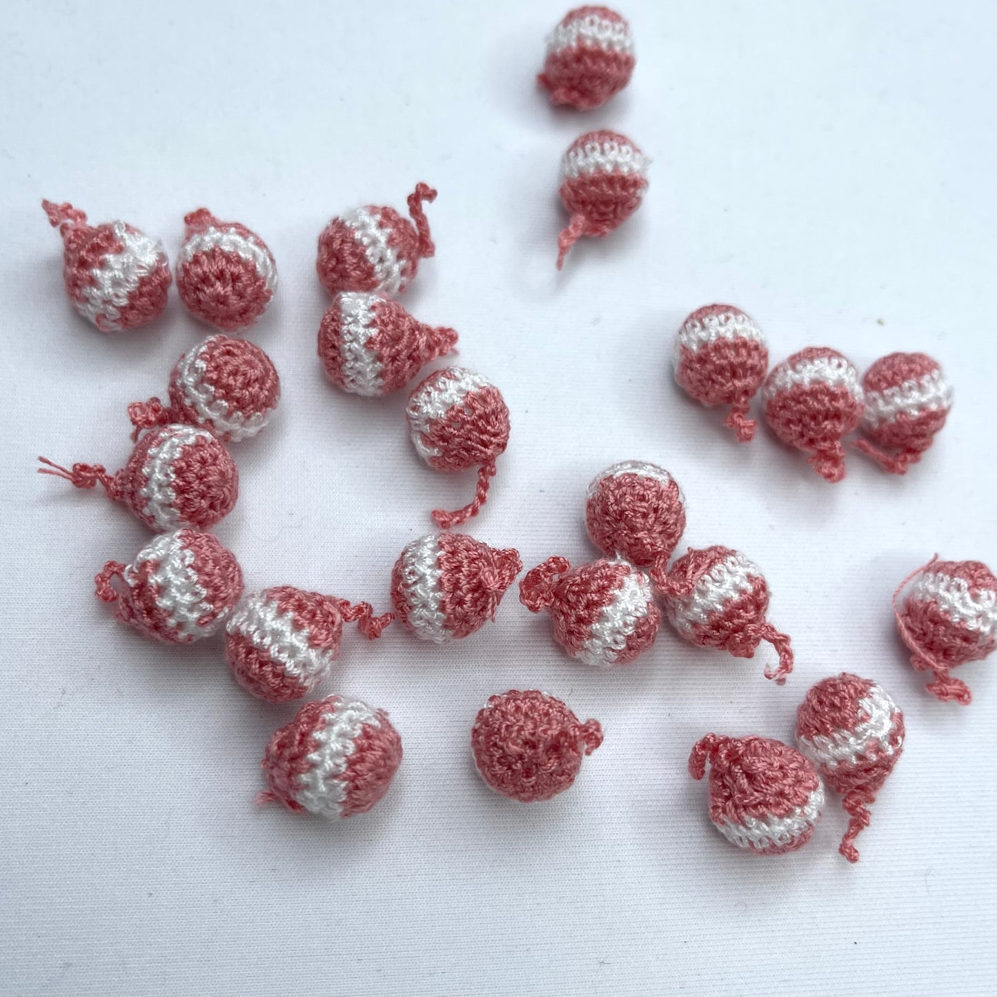 Peach Pink Stripe Crochet Bobble Button