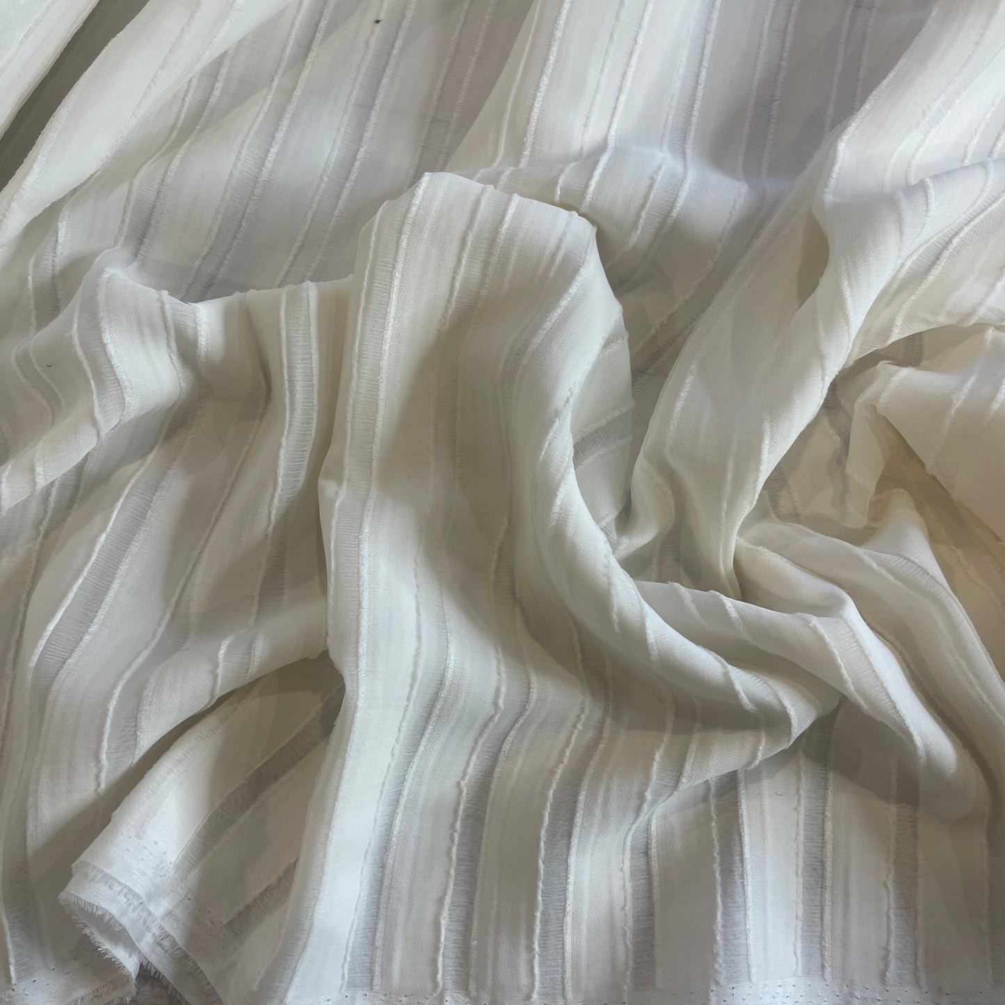 Tilly ivory textured stripe georgette