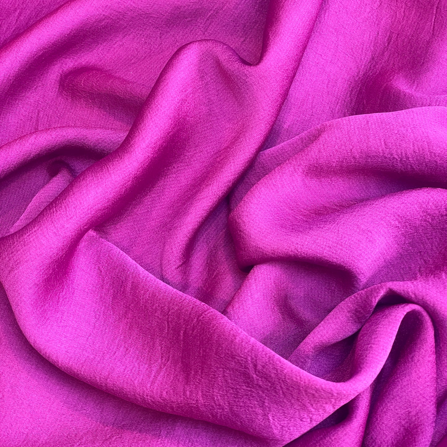 Fuchsia crinkle lightweight stretch satin
