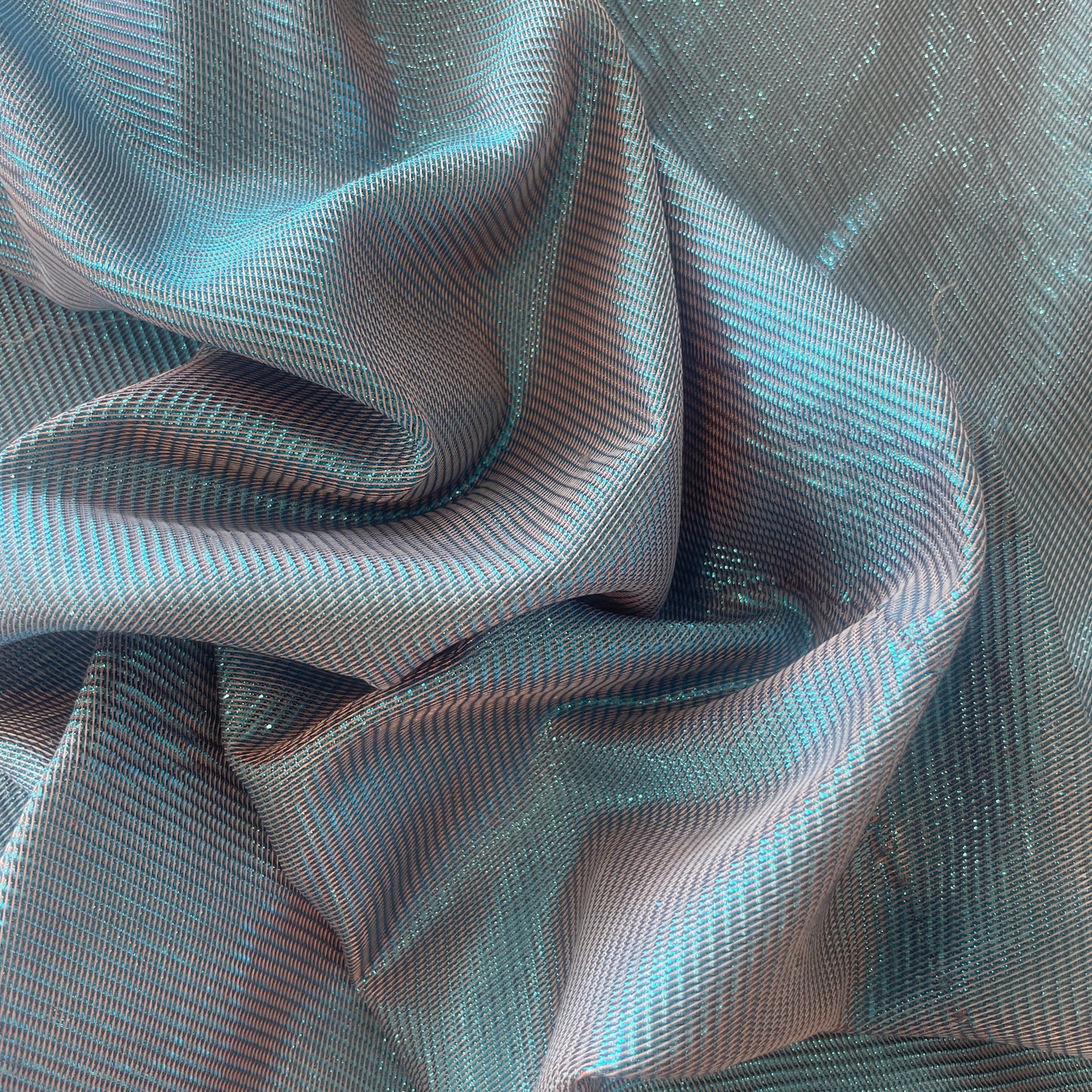 60cm salmon blue lurex brocade