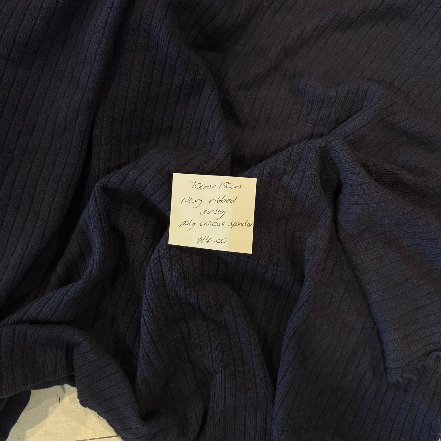 70cm Navy Ribbed Jersey