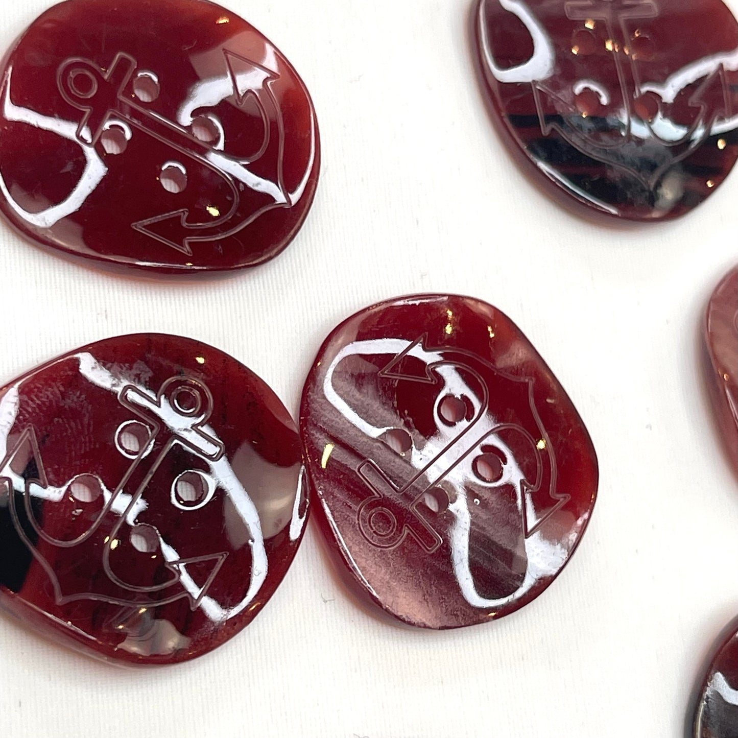 25mm Anchor 4 Hole Red Tortoiseshell Button