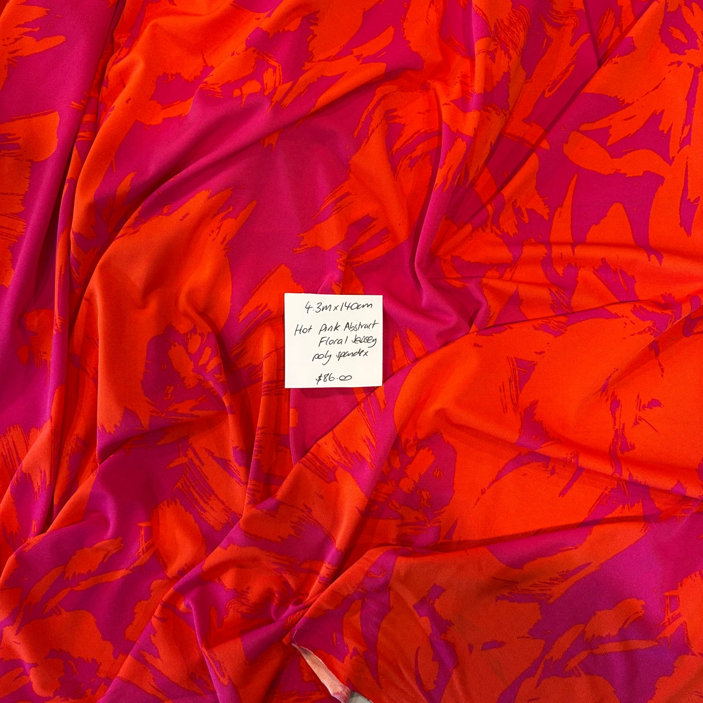 4.3m Hot Pink Abstract Floral Jersey
