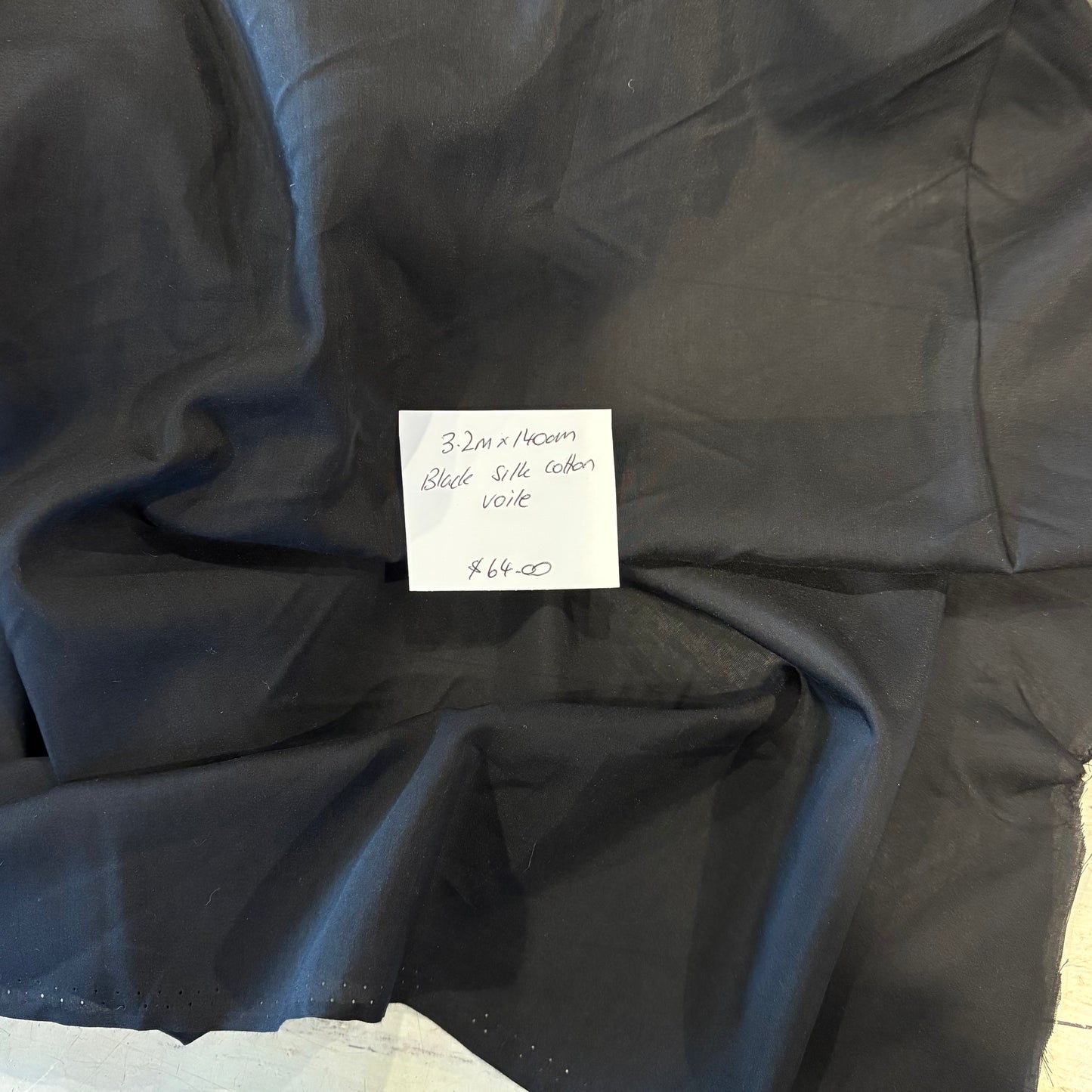 3.2m Black Silk Cotton Voile
