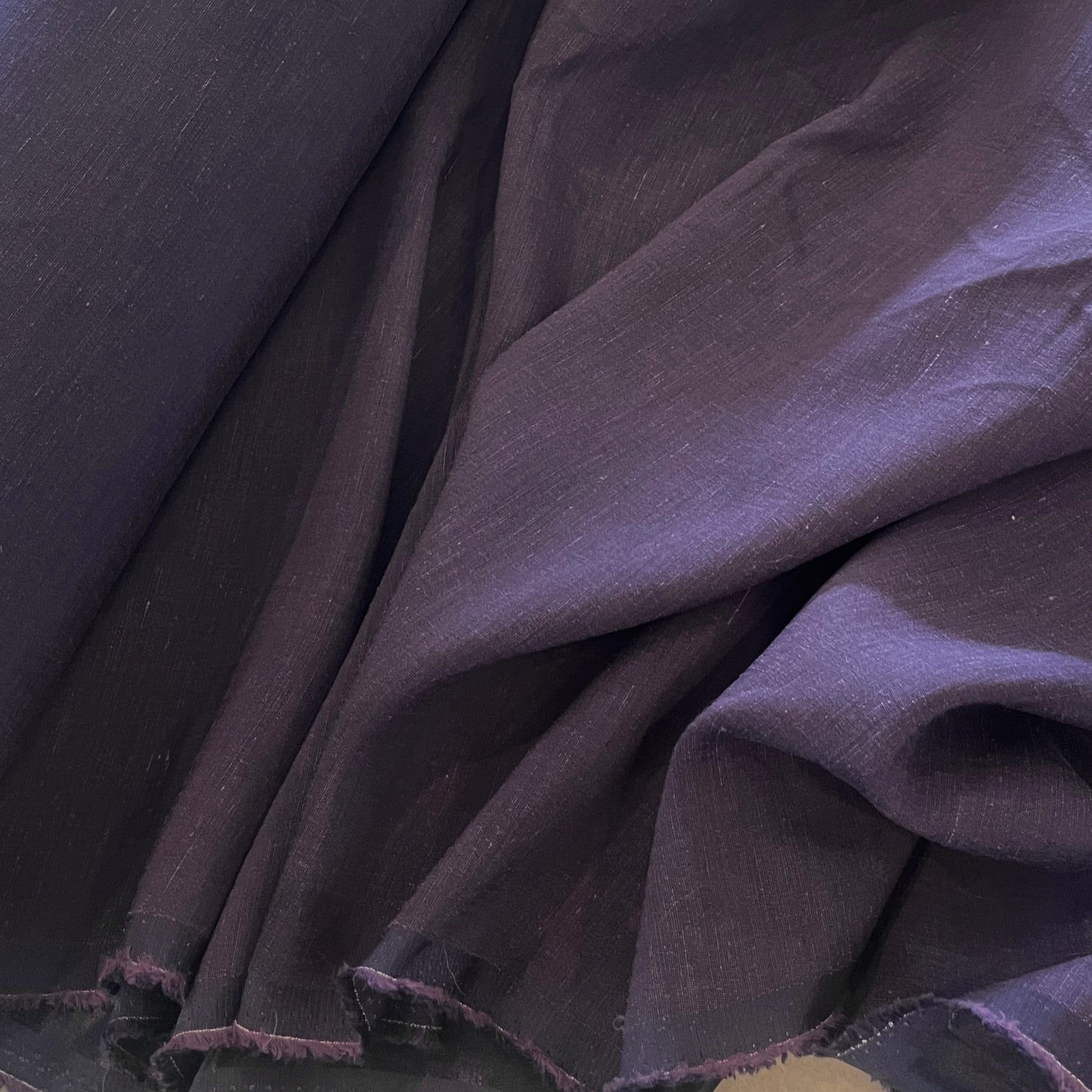 Navy plum satin back linen look viscose