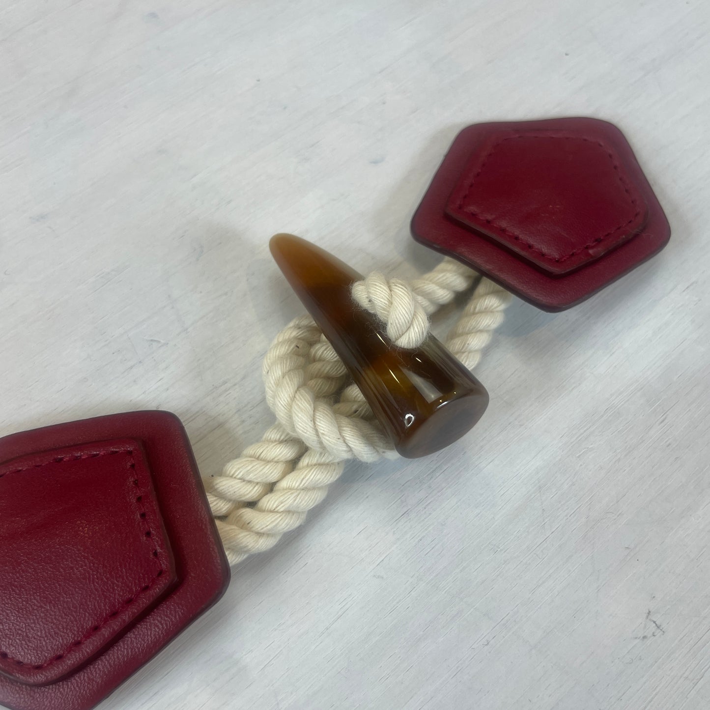 Burgundy Vegan leather toggle closure
